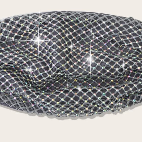 GRAY RHINESTONE FACE MASK - Picture 4 of 4